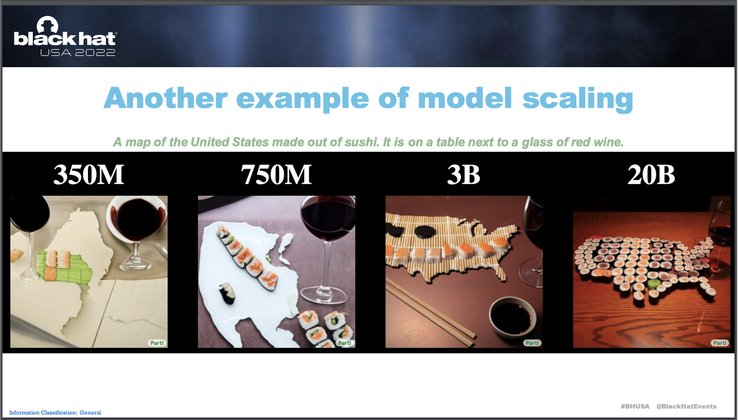 Model Scaling Example of BlackHat 2022 GPT-3 and Me Speach